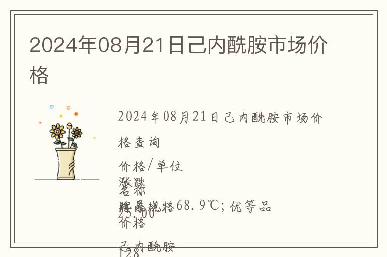 2024年08月21日己內酰胺市場價格