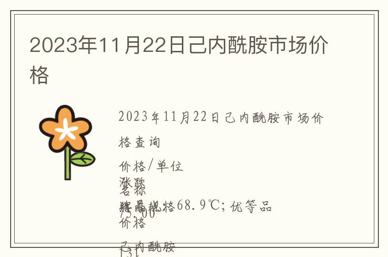 2023年11月22日己內(nèi)酰胺市場(chǎng)價(jià)格