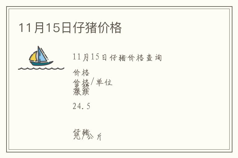 11月15日仔豬價(jià)格