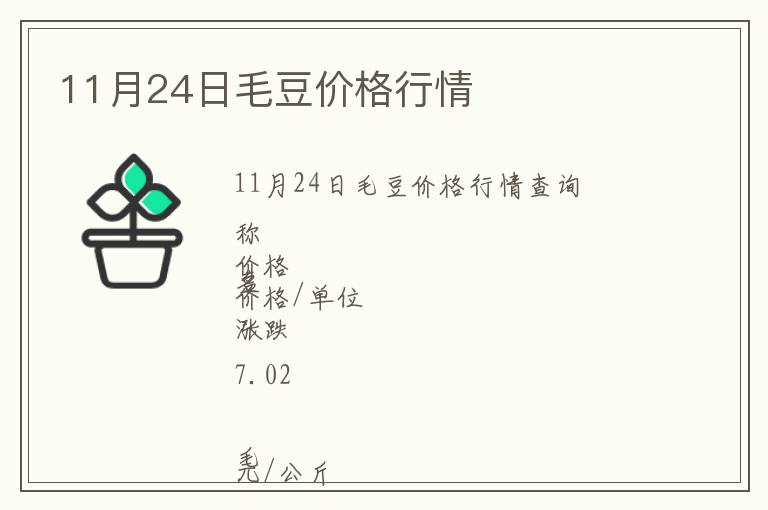 11月24日毛豆價(jià)格行情