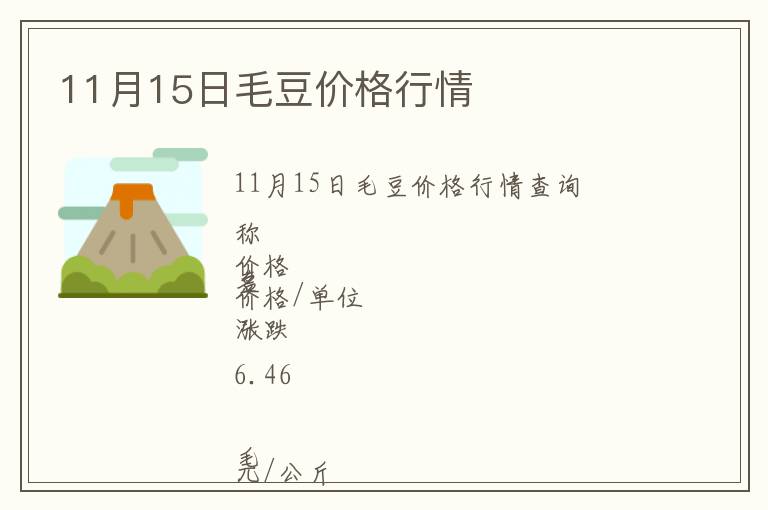 11月15日毛豆價格行情