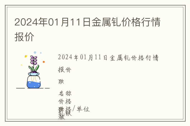 2024年01月11日金屬釓價(jià)格行情報(bào)價(jià)