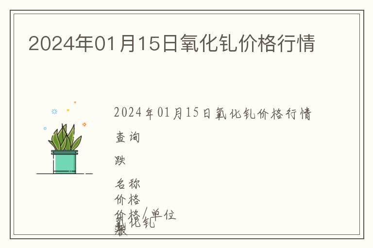 2024年01月15日氧化釓價格行情