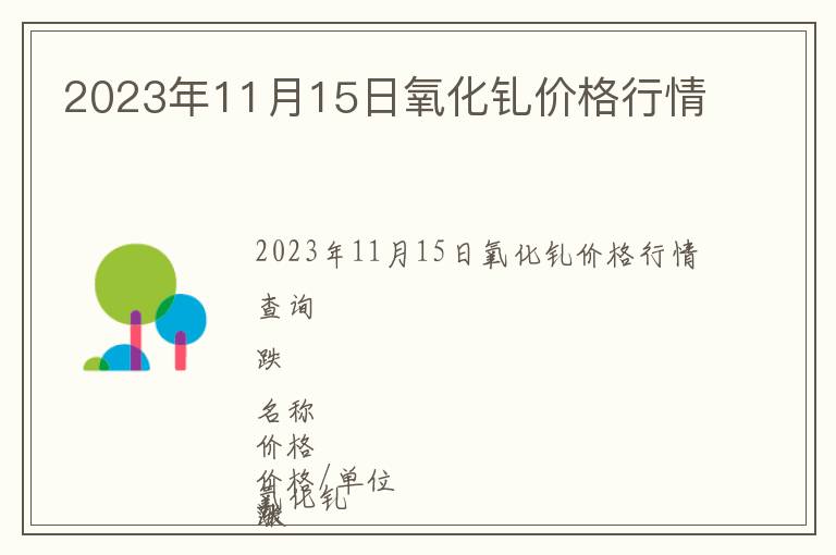 2023年11月15日氧化釓價格行情