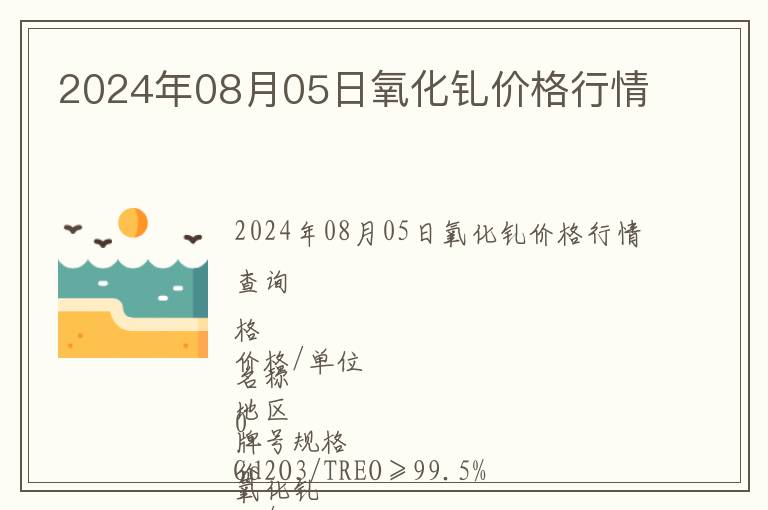 2024年08月05日氧化釓價格行情
