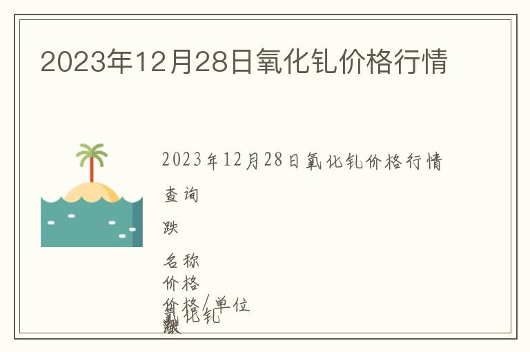 2023年12月28日氧化釓價格行情