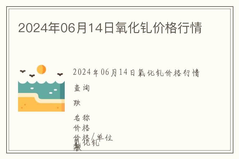 2024年06月14日氧化釓價格行情