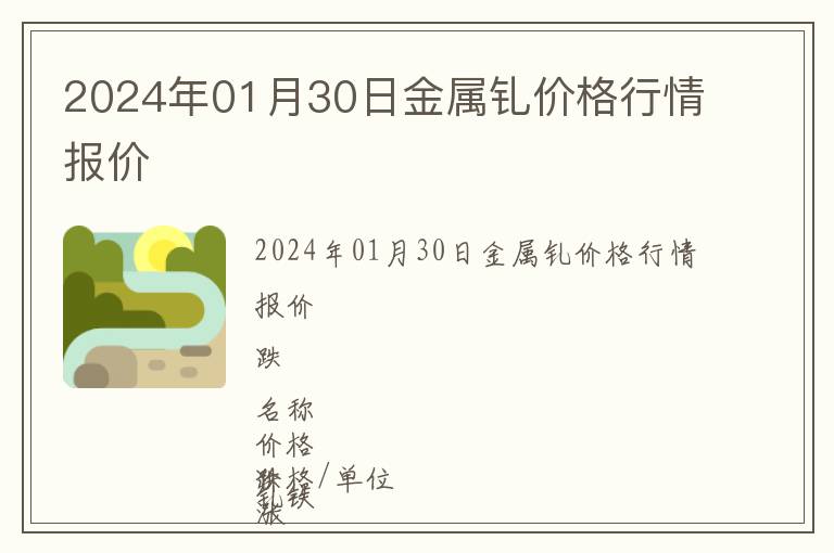 2024年01月30日金屬釓價格行情報價