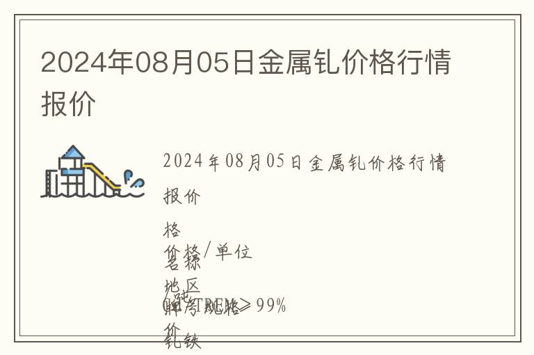 2024年08月05日金屬釓價格行情報價