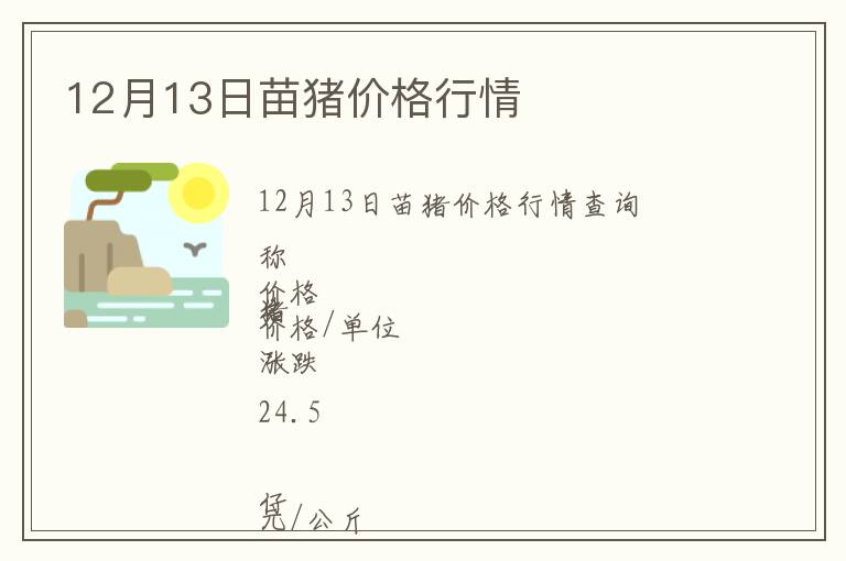12月13日苗豬價格行情