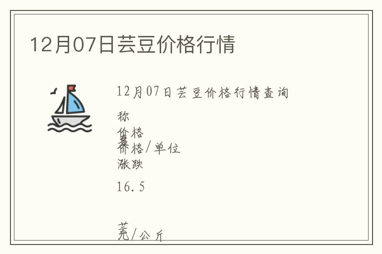 12月07日蕓豆價格行情