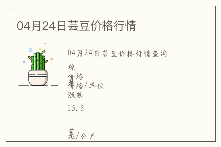 04月24日蕓豆價格行情
