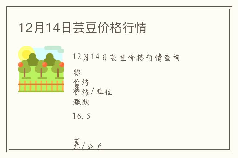 12月14日蕓豆價格行情