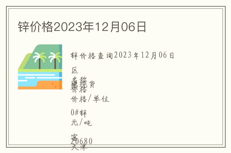 鋅價(jià)格2023年12月06日
