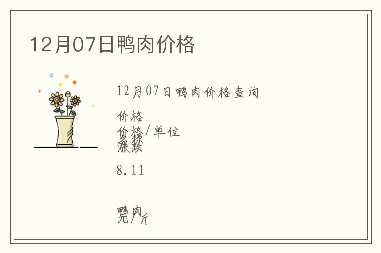 12月07日鴨肉價格