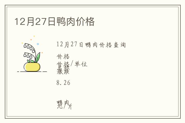12月27日鴨肉價格