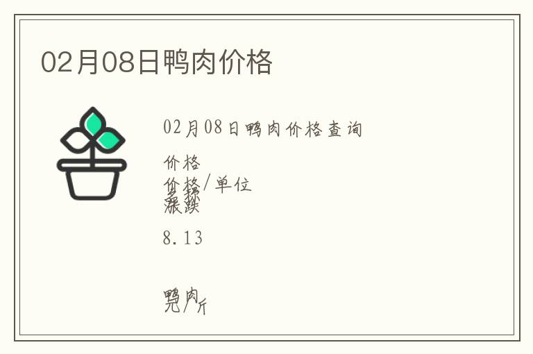 02月08日鴨肉價格