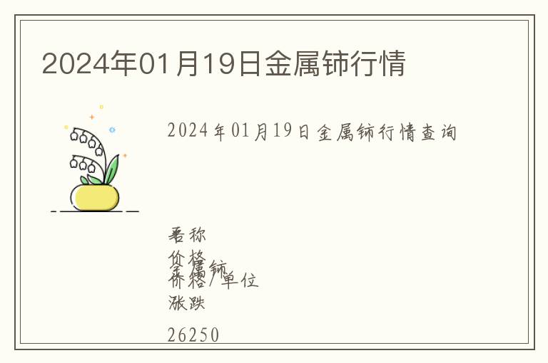 2024年01月19日金屬鈰行情