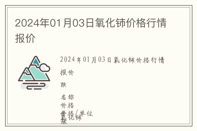2024年01月03日氧化鈰價格行情報價