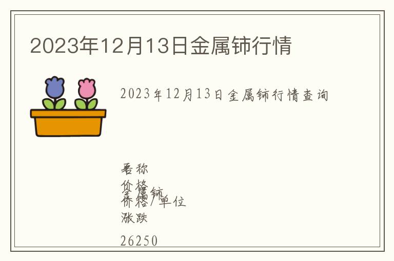 2023年12月13日金屬鈰行情