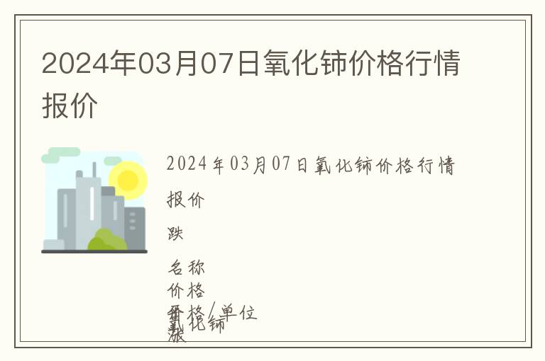2024年03月07日氧化鈰價格行情報價