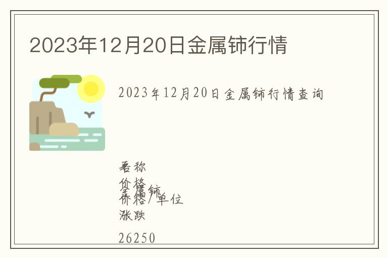 2023年12月20日金屬鈰行情