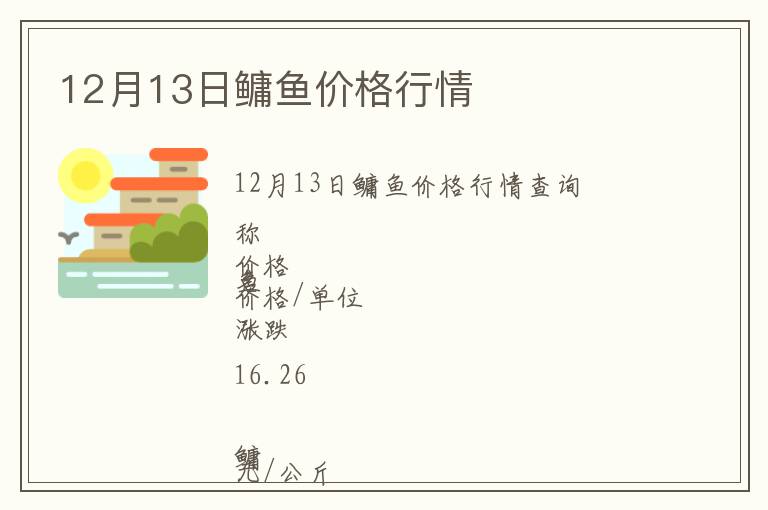 12月13日鳙魚價格行情