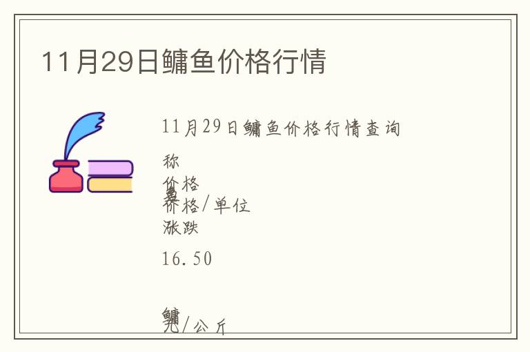 11月29日鳙魚價格行情