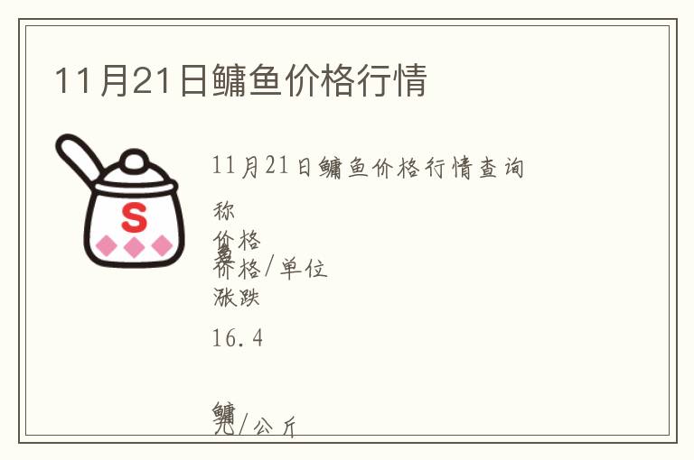 11月21日鳙魚價格行情