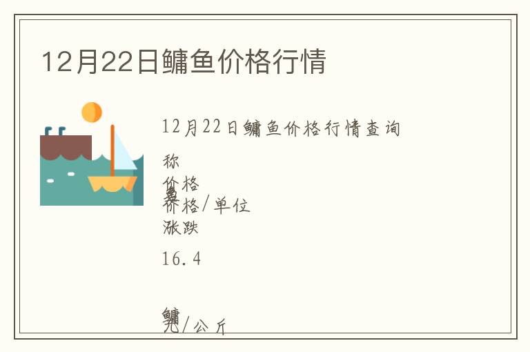 12月22日鳙魚價(jià)格行情
