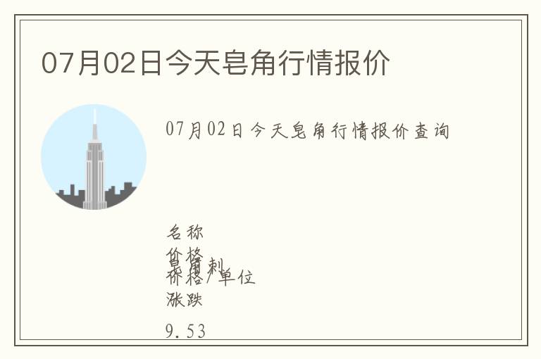 07月02日今天皂角行情報價