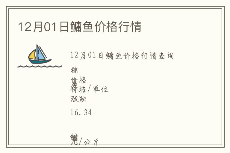 12月01日鳙魚價格行情