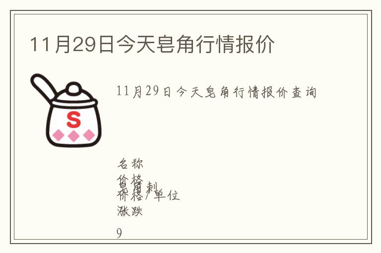 11月29日今天皂角行情報價