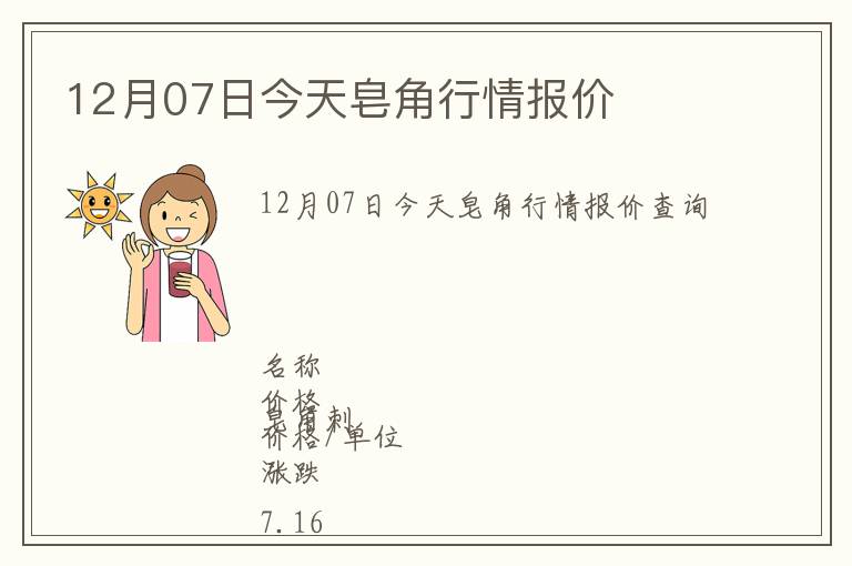 12月07日今天皂角行情報價