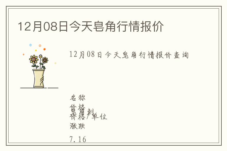 12月08日今天皂角行情報(bào)價(jià)