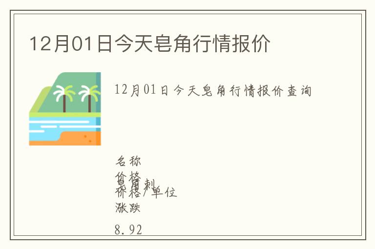 12月01日今天皂角行情報價