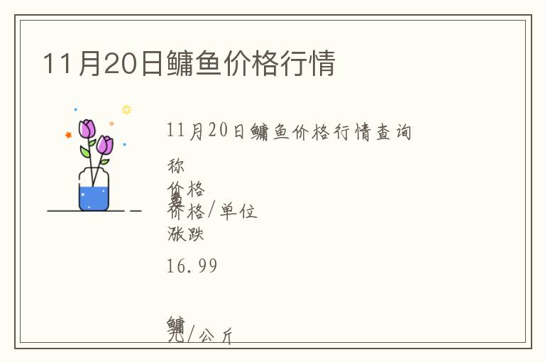 11月20日鳙魚價格行情