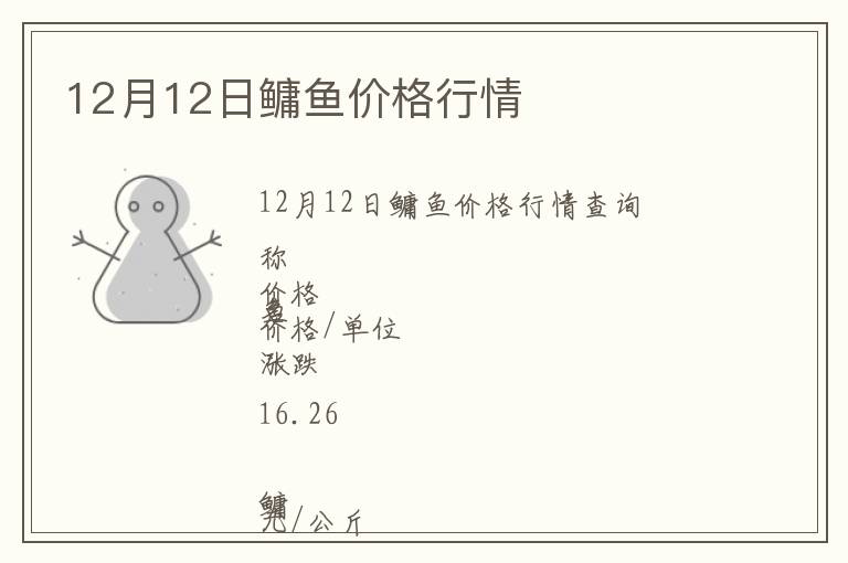 12月12日鳙魚價(jià)格行情